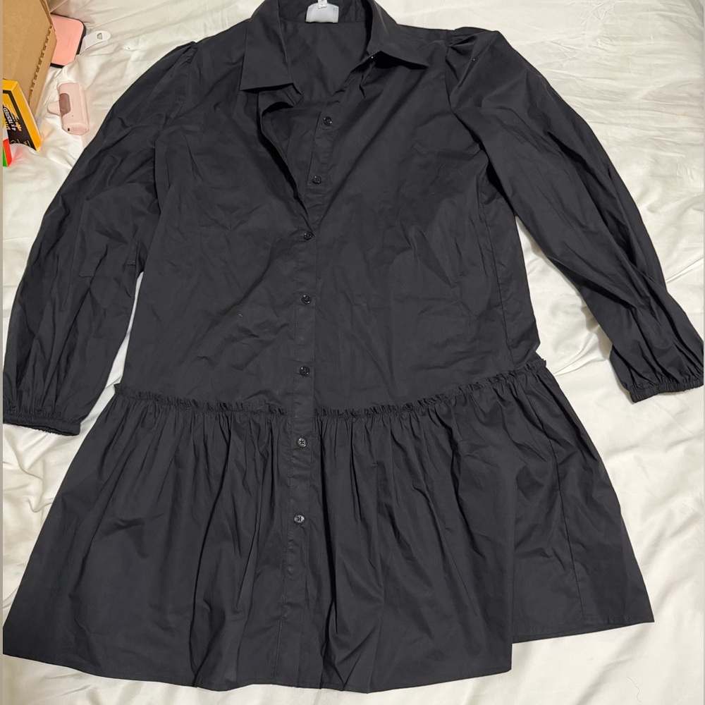 NWT New Sundays Black Imogen Long Sleeve Mini Dress Size M Medium